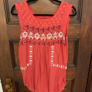 Free People Red/Orange Aztec Tank